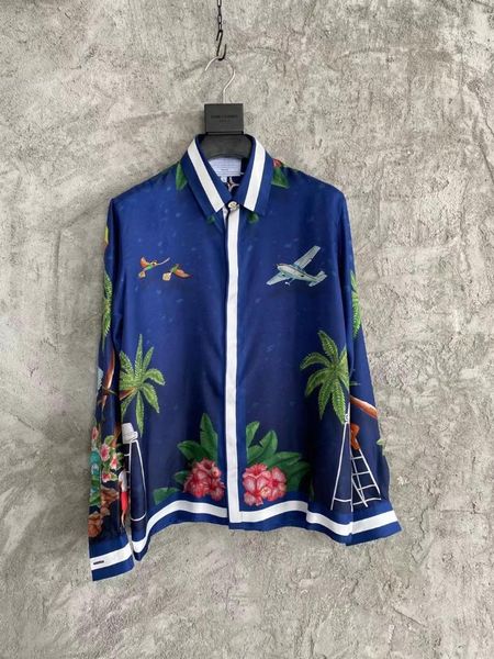 men's casual shirts men surf prints real silk long sleeve blue shirt, White;black
men's casual shirts men surf prints real silk long sleeve blue shirt, White;black