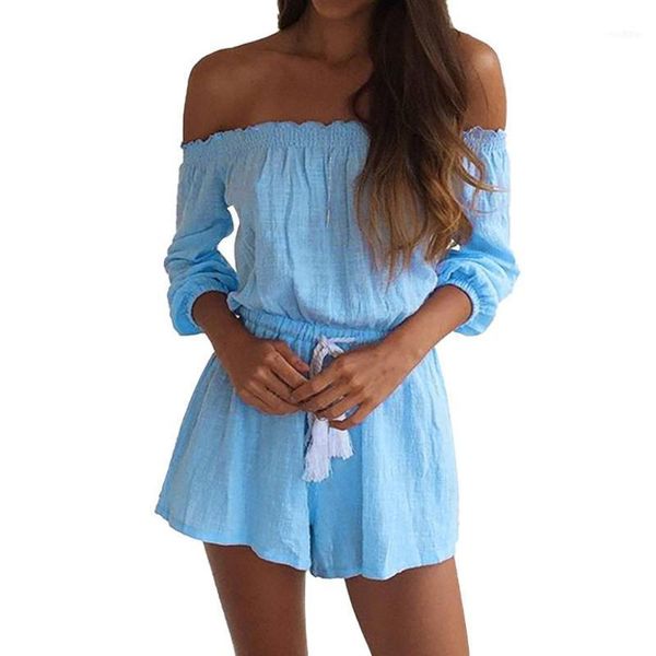 fashion playsuit for woman summer solid color off shoulder ruched drawstring sleeve jumpsuit polyester rompers 10apr 91, Black;white
fashion playsuit for woman summer solid color off shoulder ruched drawstring sleeve jumpsuit polyester rompers 10apr 91, Black;white