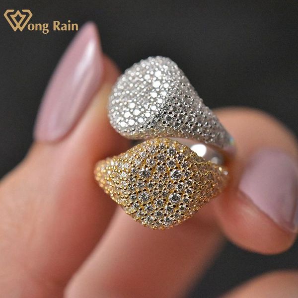 cluster rings wong rain luxury 925 sterling silver created moissanite gemstone wedding party 18k yellow gold couple fine jewelry ring gifts, Golden;silver 
cluster rings wong rain luxury 925 sterling silver created moissanite gemstone wedding party 18k yellow gold couple fine jewelry ring gifts, Golden;silver