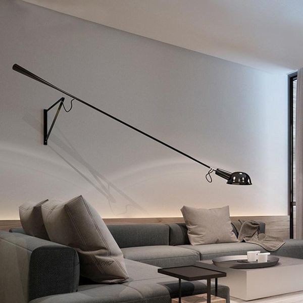 post-modern wall lamp industrial iron long arm lamps for living room bedroom study nordic loft decor light fixtures