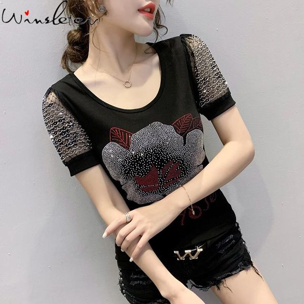 women's t-shirt summer european style cotton fashion shiny diamond women casual short sleeve patchwork tees 2021 t13909a, White
women's t-shirt summer european style cotton fashion shiny diamond women casual short sleeve patchwork tees 2021 t13909a, White