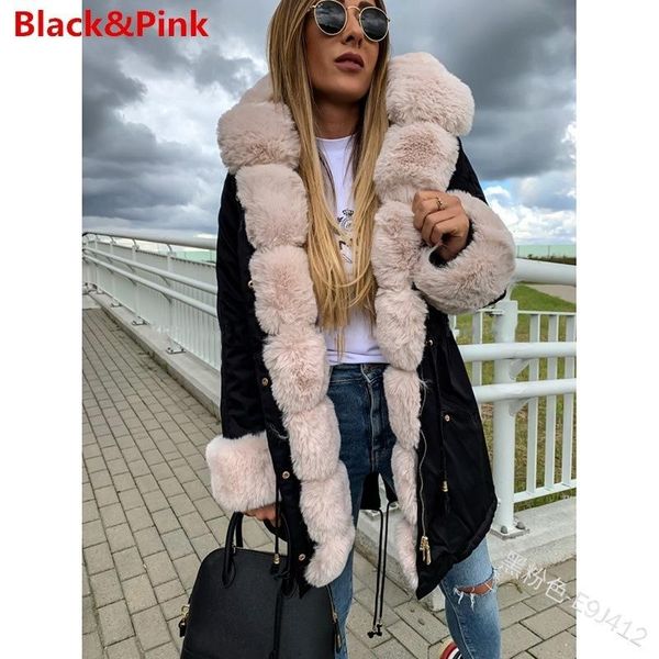 women's leather & faux big fur collar jackets women fashion long coats elegant solid female ladies, Black
women's leather & faux big fur collar jackets women fashion long coats elegant solid female ladies, Black