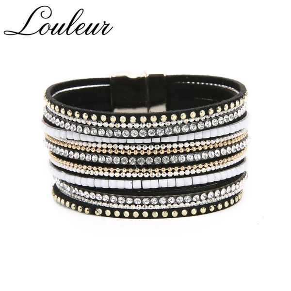 charm bracelets louleur luxury crystal multilayer leather bracelet rhinestone beads wrap for women pulseras mulher bohemian jewelry, Golden;silver
charm bracelets louleur luxury crystal multilayer leather bracelet rhinestone beads wrap for women pulseras mulher bohemian jewelry, Golden;silver