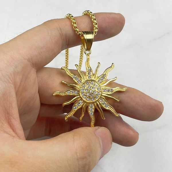 pendant necklaces stainless steel sun hollow with rhinestone for men women metal solar necklace gold color jewelry, Silver
pendant necklaces stainless steel sun hollow with rhinestone for men women metal solar necklace gold color jewelry, Silver