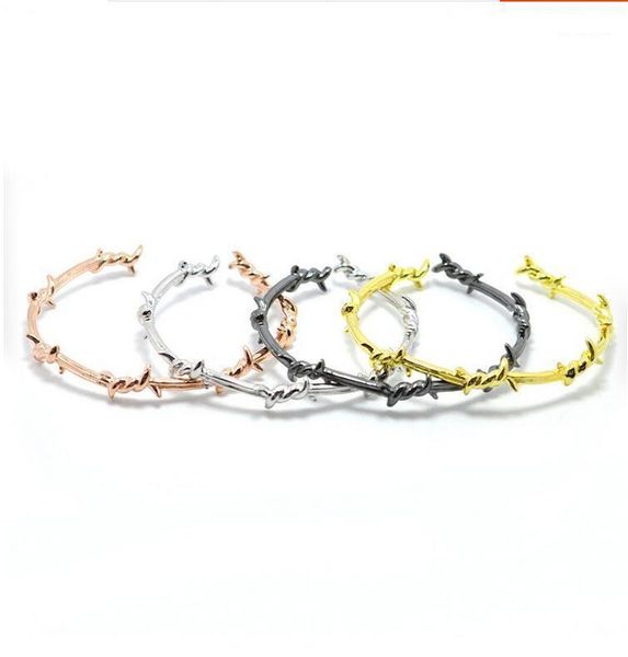 men bangle open cuff twist thorns wire pulsera titanium steel geometric bracelet bangles 16-20cm barbed jewelry1, Black
men bangle open cuff twist thorns wire pulsera titanium steel geometric bracelet bangles 16-20cm barbed jewelry1, Black