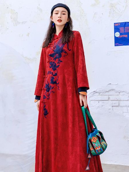 casual dresses 2021 fashion long maxi dress women full sleeve chinese style cheongsam embroidery s-xl red autumn, Black;gray
casual dresses 2021 fashion long maxi dress women full sleeve chinese style cheongsam embroidery s-xl red autumn, Black;gray