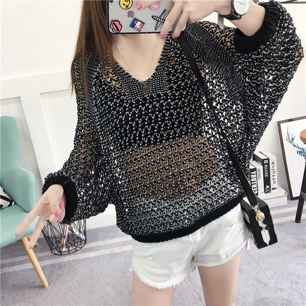 oversized loose korean style women hollow o-ne long sleeve jumper ladies pullover plus size casual female knit sweater, Black
oversized loose korean style women hollow o-ne long sleeve jumper ladies pullover plus size casual female knit sweater, Black