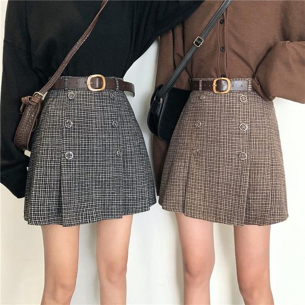 skirts winter kawaii women plaid a-line skirt sweet vintage button high waist mini casual korean female empire above knee, Black
skirts winter kawaii women plaid a-line skirt sweet vintage button high waist mini casual korean female empire above knee, Black