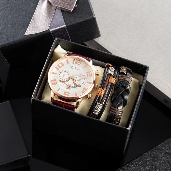 wristwatches 3pcs men watch bracelets set fashion quartz luxury calendar wrist with leather bracelet gifts suit for male relogio, Slivery;brown
wristwatches 3pcs men watch bracelets set fashion quartz luxury calendar wrist with leather bracelet gifts suit for male relogio, Slivery;brown