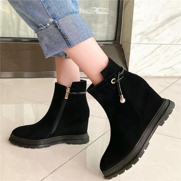 dress shoes women casual genuine leather wedges high heel platform pumps female pointed toe fashion sneakers trainers, Black
dress shoes women casual genuine leather wedges high heel platform pumps female pointed toe fashion sneakers trainers, Black