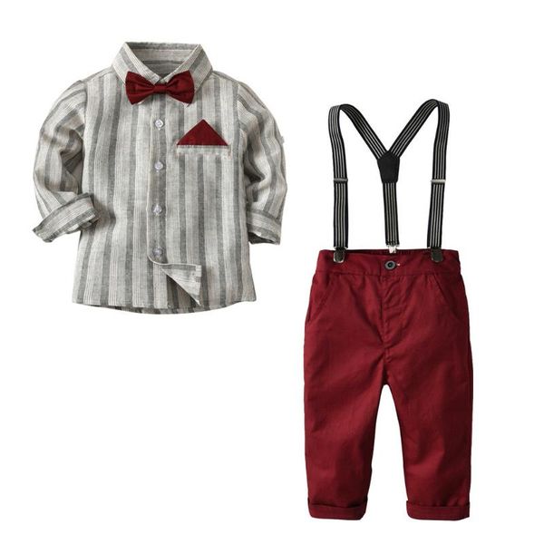 clothing sets baby boy gentleman toddler kids boys stripe t-shirt plaid trousers pants set outfits, White 
clothing sets baby boy gentleman toddler kids boys stripe t-shirt plaid trousers pants set outfits, White