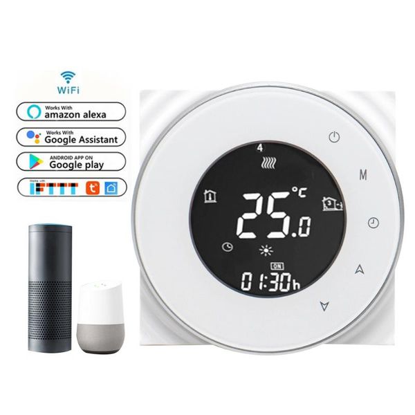 smart home control round wifi touch screen thermostat controller for underfloor heating system with alexa/google makerele mkbht-6000
smart home control round wifi touch screen thermostat controller for underfloor heating system with alexa/google makerele mkbht-6000