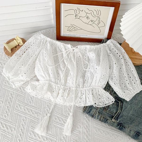 women's blouses & shirts zcwxm 2021 summer women short white shirt puff sleeve tassels french hook flower hollow vintage o-neck slim
women's blouses & shirts zcwxm 2021 summer women short white shirt puff sleeve tassels french hook flower hollow vintage o-neck slim