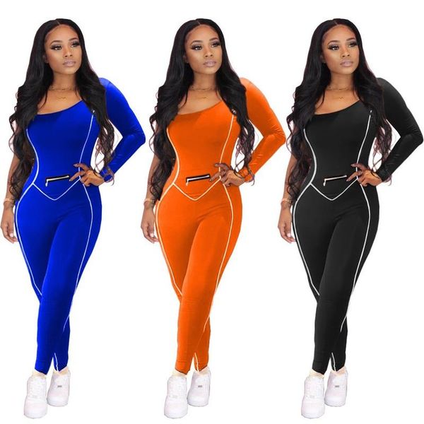 women's wear european and american fashion cute sports leisure slant shoulder one long sleeve jumpsuit two piece pants, White
women's wear european and american fashion cute sports leisure slant shoulder one long sleeve jumpsuit two piece pants, White