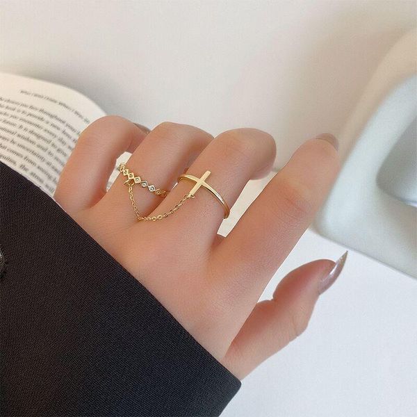 wedding rings creative fashion egirls cross with chain ring one piece geometric double combined open adjustable gift for bride, Slivery;golden
wedding rings creative fashion egirls cross with chain ring one piece geometric double combined open adjustable gift for bride, Slivery;golden