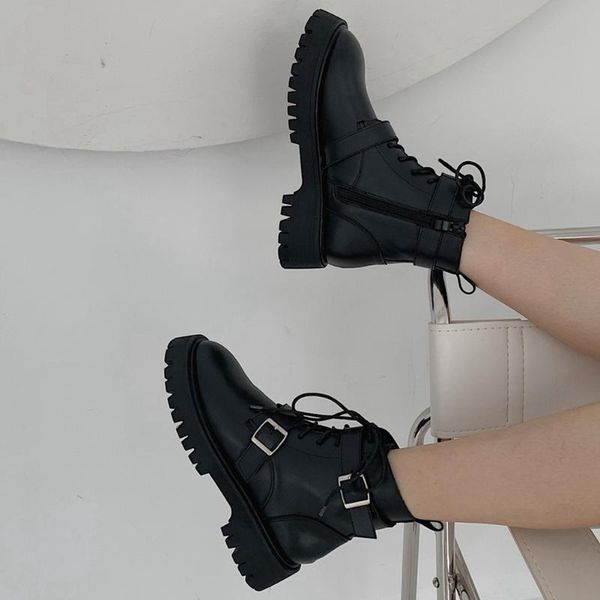 boots ribetrini brand cool chic skidproof rubber sole buckles shoelaces ankle stylish winter shoes women, Black
boots ribetrini brand cool chic skidproof rubber sole buckles shoelaces ankle stylish winter shoes women, Black