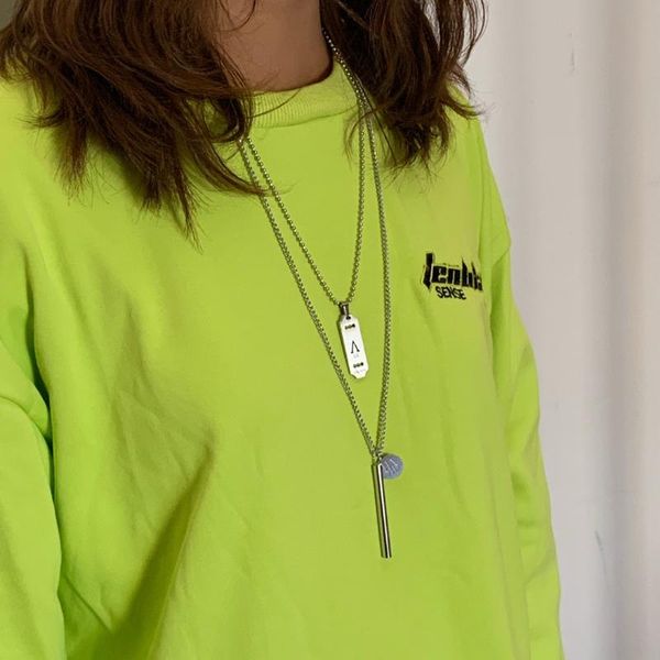 Trendy Necklace Ins Cold Wind Blade Cylindrical Long Sweater Chain Female Hip-hop Net Red Double-layer Titanium Steel Nec Pendant Necklaces, Silver
Trendy Necklace Ins Cold Wind Blade Cylindrical Long Sweater Chain Female Hip-hop Net Red Double-layer Titanium Steel Nec Pendant Necklaces, Silver