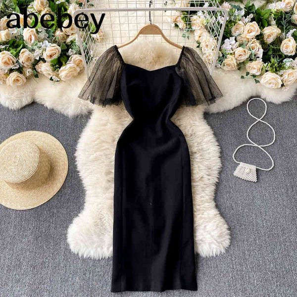 women elegant solid dress korean splice mesh short sleeve v neck slim es summer chic streetwear midi long 210512, Black;gray
women elegant solid dress korean splice mesh short sleeve v neck slim es summer chic streetwear midi long 210512, Black;gray