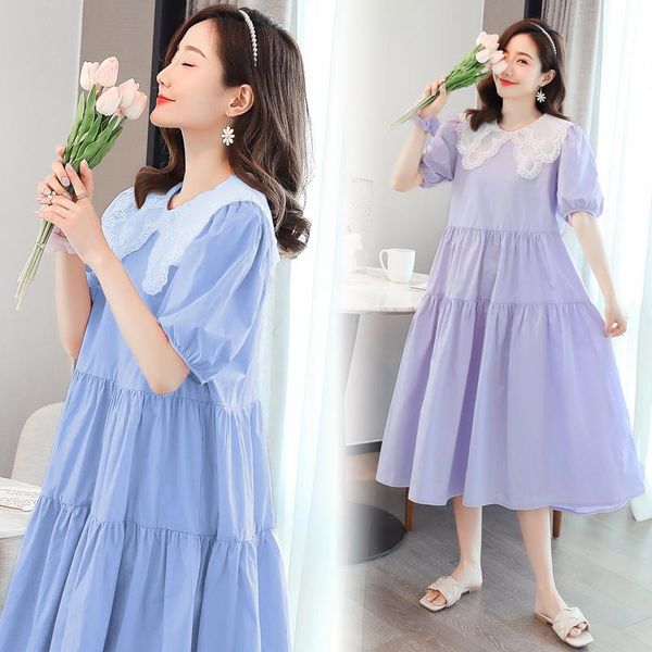 4344# maternity dress summer cotton plus size turn down collar short sleeves loose stylish pregnant women mom dresses, White
4344# maternity dress summer cotton plus size turn down collar short sleeves loose stylish pregnant women mom dresses, White