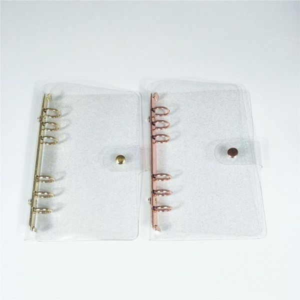 a5/a6 golden glitter transparent pvc loose-leaf case rose gold six hole notebook cover file folder binder ring kawaii stationery notepads, Purple;pink
a5/a6 golden glitter transparent pvc loose-leaf case rose gold six hole notebook cover file folder binder ring kawaii stationery notepads, Purple;pink