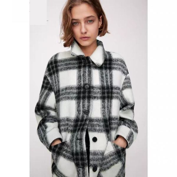 women's wool & blends wenqing woemns casual baggy fuzzy plaid blend fringe shackets overshirt jackets shirt coats outerwear, Black
women's wool & blends wenqing woemns casual baggy fuzzy plaid blend fringe shackets overshirt jackets shirt coats outerwear, Black