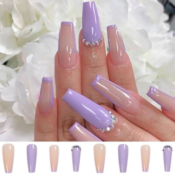 false nails 24pcs/box purple long coffin wearable full cover ballerina press on tips, Red;gold
false nails 24pcs/box purple long coffin wearable full cover ballerina press on tips, Red;gold