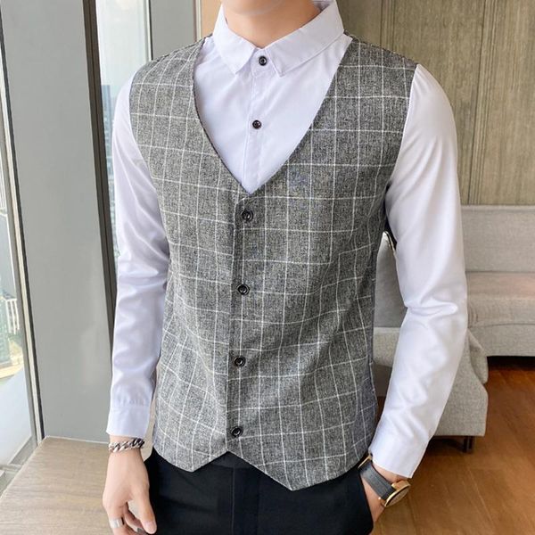 men's casual shirts plus size 5xl patchwork fake two plaid vest for men button down long sleeved formal chemise homme prom stage street, White;black
men's casual shirts plus size 5xl patchwork fake two plaid vest for men button down long sleeved formal chemise homme prom stage street, White;black