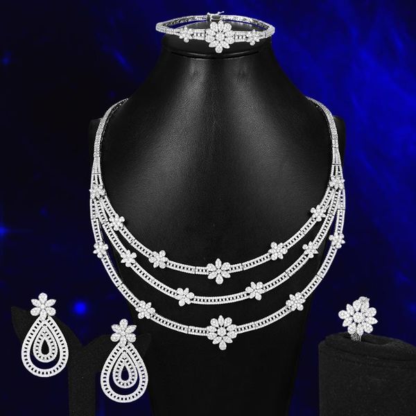 earrings & necklace blachette jewelry for women wedding celebration full micro cubic zirconia dinner dress dubai bridal accessories, Silver
earrings & necklace blachette jewelry for women wedding celebration full micro cubic zirconia dinner dress dubai bridal accessories, Silver