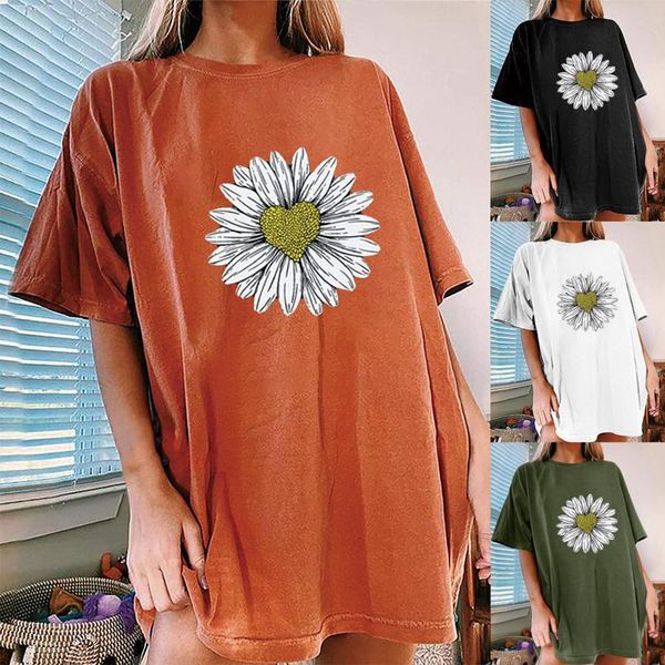 women's t-shirt summer plus size t shirt cute daisy print cotton women tshirts o neck short sleeve tee oversized black lovely girl, White
women's t-shirt summer plus size t shirt cute daisy print cotton women tshirts o neck short sleeve tee oversized black lovely girl, White