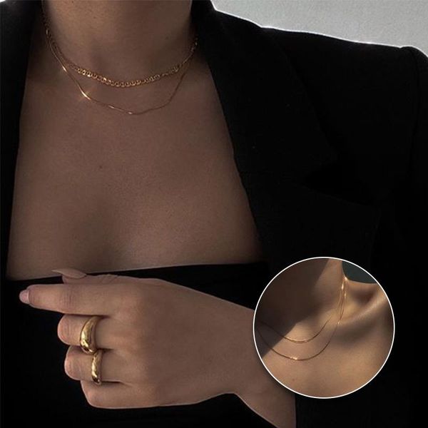 chains women necklace gold fashion sparkling clavicle chain choker jewelry minimalist advanced pendant gift, Silver 
chains women necklace gold fashion sparkling clavicle chain choker jewelry minimalist advanced pendant gift, Silver