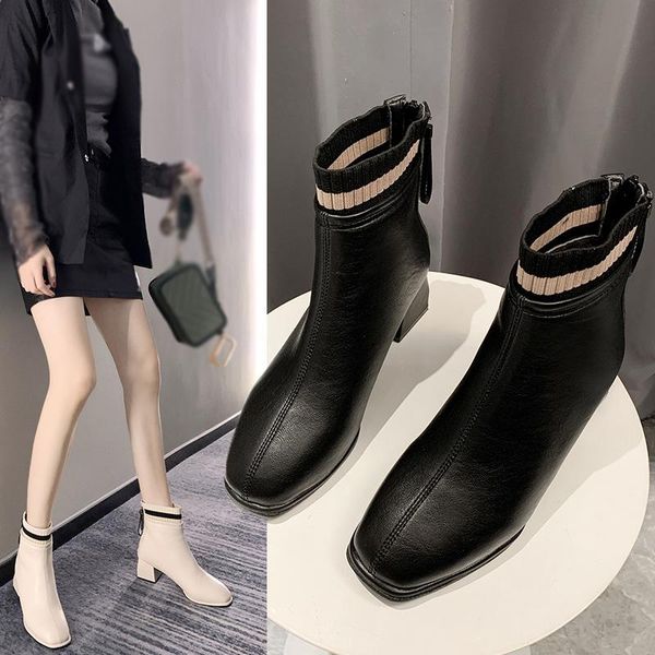 boots women's high-heeled short boots, fashionable ankle (height 5.5cm 2.16inches, square toe), Black
boots women's high-heeled short boots, fashionable ankle (height 5.5cm 2.16inches, square toe), Black