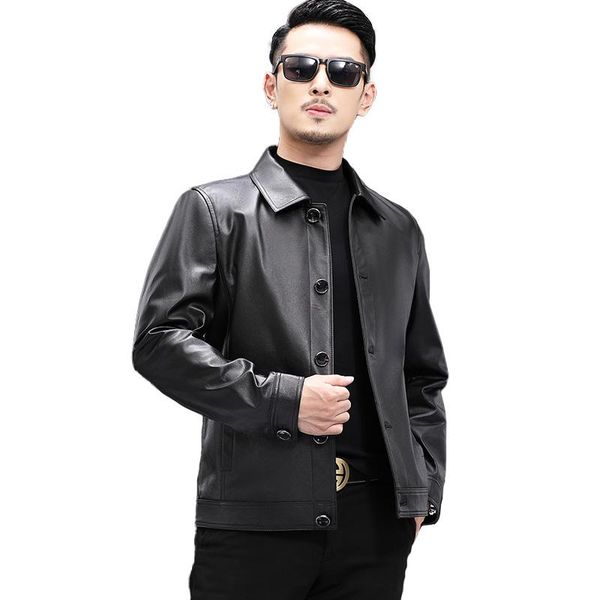 men's leather & faux genuine jacket real cow male fashion moto bomber coat autumn spring biker outerwear s8669, Black
men's leather & faux genuine jacket real cow male fashion moto bomber coat autumn spring biker outerwear s8669, Black