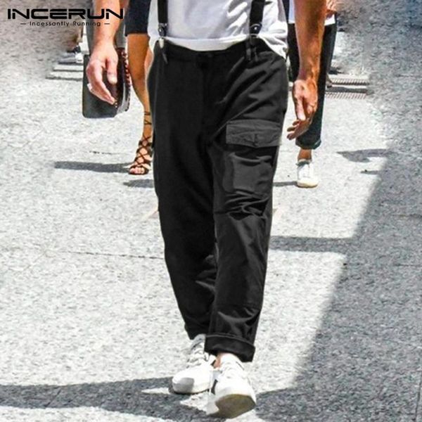 men's pants incerun 2021 men solid suspenders jumpsuit fashion casual rompers streetwear korean trend comfort mens baggy bib cargo over, Black
men's pants incerun 2021 men solid suspenders jumpsuit fashion casual rompers streetwear korean trend comfort mens baggy bib cargo over, Black