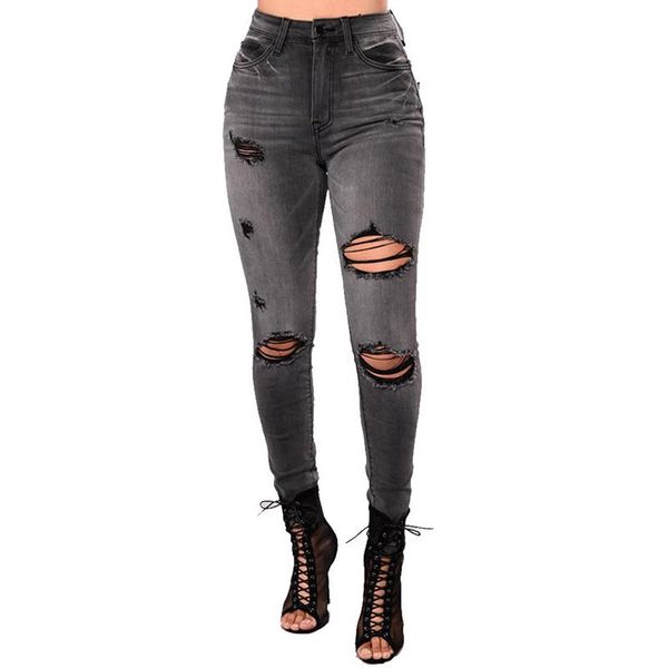 women's jeans s-4xl women cool ripped knee cut high waist skinny long hole pants slim pencil plus size trousers, Blue
women's jeans s-4xl women cool ripped knee cut high waist skinny long hole pants slim pencil plus size trousers, Blue