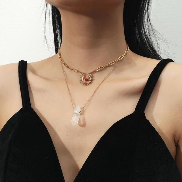 pendant necklaces stainless steel jewelry layered sun for women natural stone crystal charm choker collares para mujer, Silver
pendant necklaces stainless steel jewelry layered sun for women natural stone crystal charm choker collares para mujer, Silver
