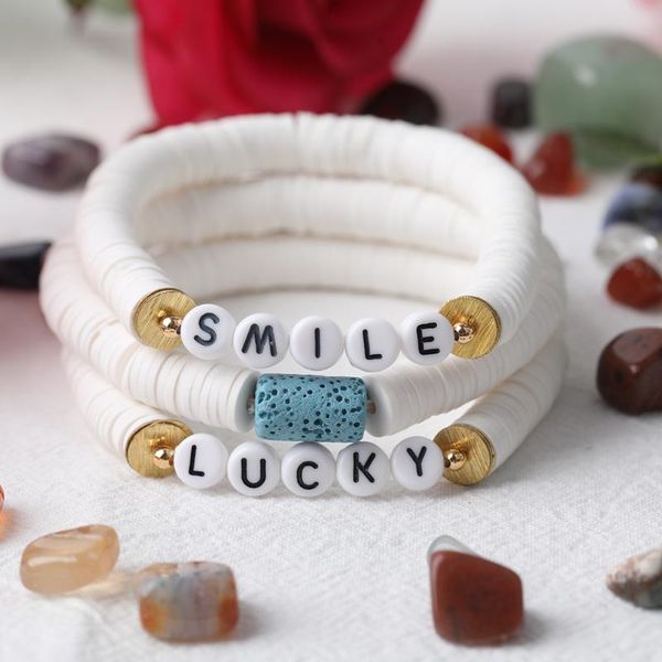 10pcs plated gold smile letter plastic beads bracelet women 8mm white disc heishi vinyl elastic string bohemia charm bracelets, Golden;silver
10pcs plated gold smile letter plastic beads bracelet women 8mm white disc heishi vinyl elastic string bohemia charm bracelets, Golden;silver