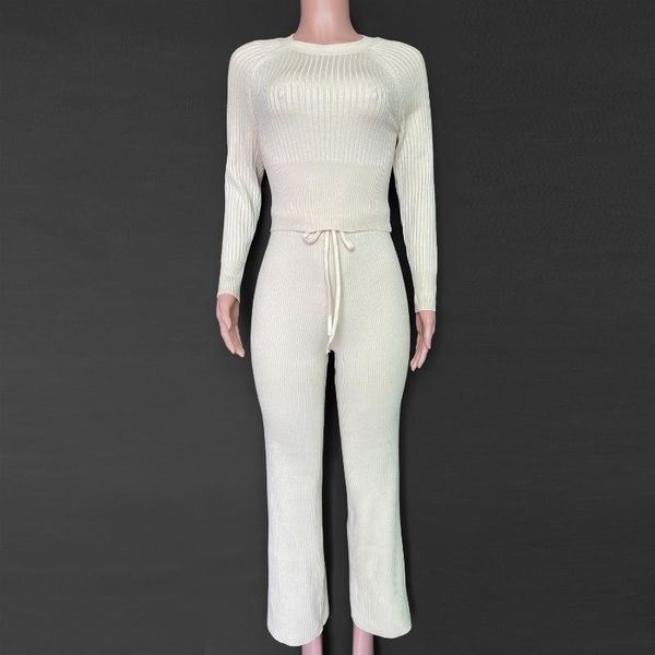 women's two piece pants simple solid colour women knit wear sets stretch long sleeve sweater + wide leg knitted one set, White
women's two piece pants simple solid colour women knit wear sets stretch long sleeve sweater + wide leg knitted one set, White