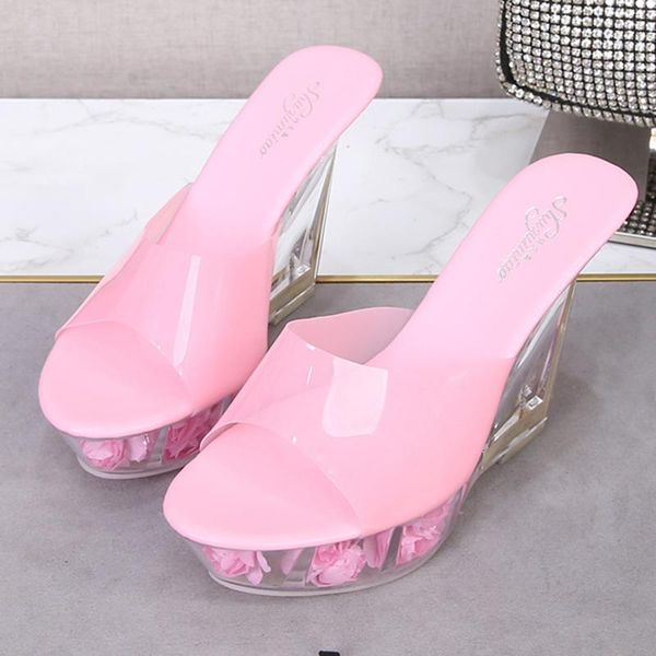 crystal bottom korean style slope 10cm women slippers catwalk pole dance nightclub high heels flower heel, Black
crystal bottom korean style slope 10cm women slippers catwalk pole dance nightclub high heels flower heel, Black