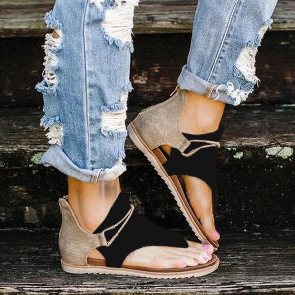 women sandals clip-toe shoes zipper comfy flat oversize large size beach women's anti-slip wedges summer shoes#0514, Black
women sandals clip-toe shoes zipper comfy flat oversize large size beach women's anti-slip wedges summer shoes#0514, Black