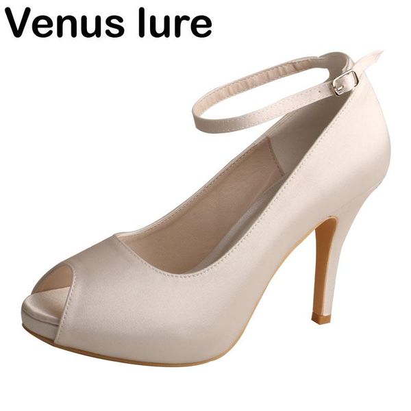 anke strap dress shoes for women party wedding peep toe ivory white, Black