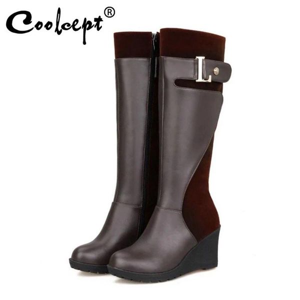 boots coolcept plus size 30-52 women high wedges patchwork winter knee metal buckle shoes office ladies, Black
boots coolcept plus size 30-52 women high wedges patchwork winter knee metal buckle shoes office ladies, Black