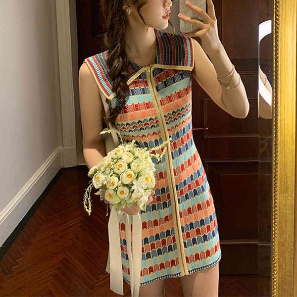 dresses summer women vintage striped colorful knitted sweater dresses sleeveless turn down collar elastic bodycon mini dress a29, Black;gray
dresses summer women vintage striped colorful knitted sweater dresses sleeveless turn down collar elastic bodycon mini dress a29, Black;gray