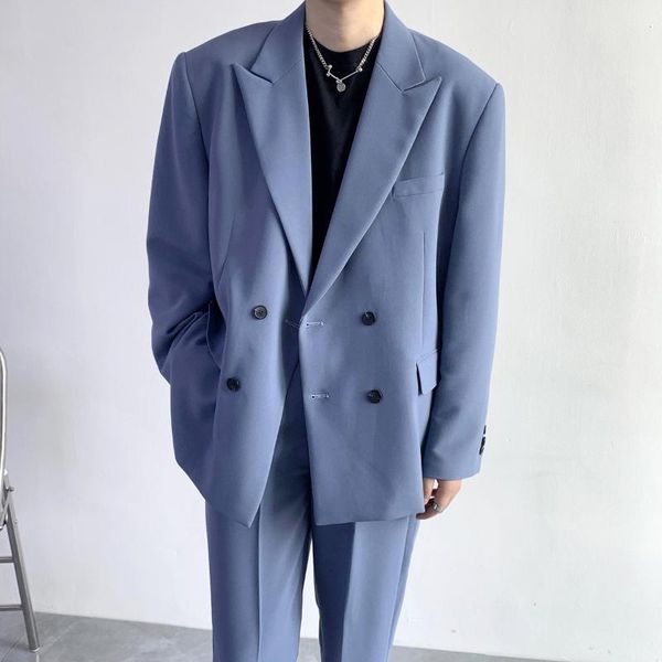 men's suits & blazers loose and wide suit men's double-breasted four-button casual two-piece pure color simple for men man wedding, White;black
men's suits & blazers loose and wide suit men's double-breasted four-button casual two-piece pure color simple for men man wedding, White;black