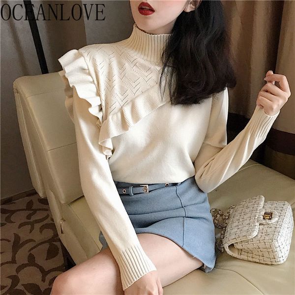 ruffles pull femme hiver solid turtleneck stretch korean woman sweaters autumn winter pullovers elegant 19312 210415, White;black
ruffles pull femme hiver solid turtleneck stretch korean woman sweaters autumn winter pullovers elegant 19312 210415, White;black
