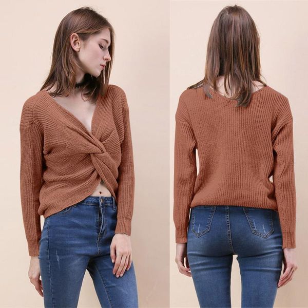 women's sweaters 2021 women fashion v neck twisted back sweater pullovers long sleeve knitted top, White;black
women's sweaters 2021 women fashion v neck twisted back sweater pullovers long sleeve knitted top, White;black
