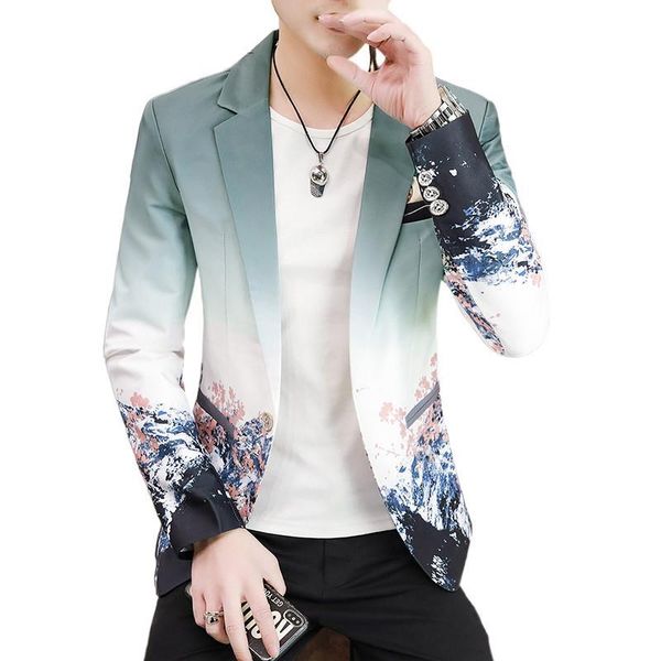 men's suits & blazers spring and autumn personalized printed suit korean version small fashion hairstyle youth casual fit coat, White;black
men's suits & blazers spring and autumn personalized printed suit korean version small fashion hairstyle youth casual fit coat, White;black