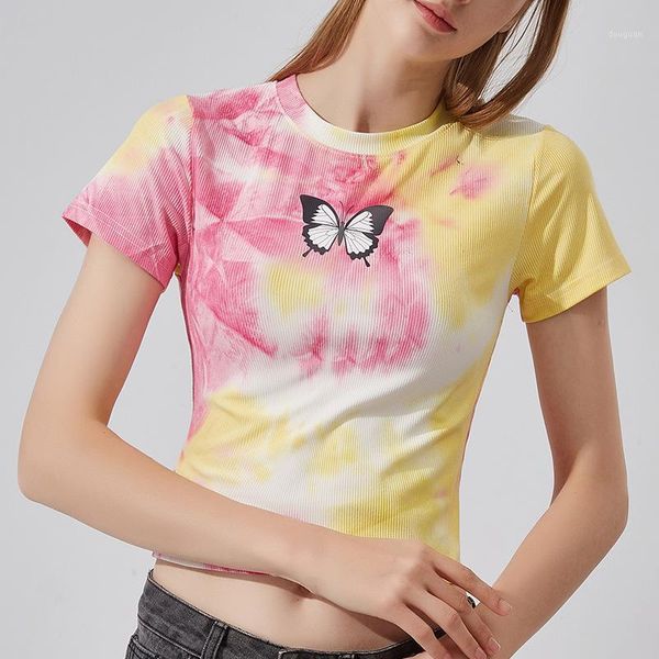 women's t-shirt women summer tie dyed butterfly print o sleeve short female pullover streetwear casual chic slim girls tees, White
women's t-shirt women summer tie dyed butterfly print o sleeve short female pullover streetwear casual chic slim girls tees, White