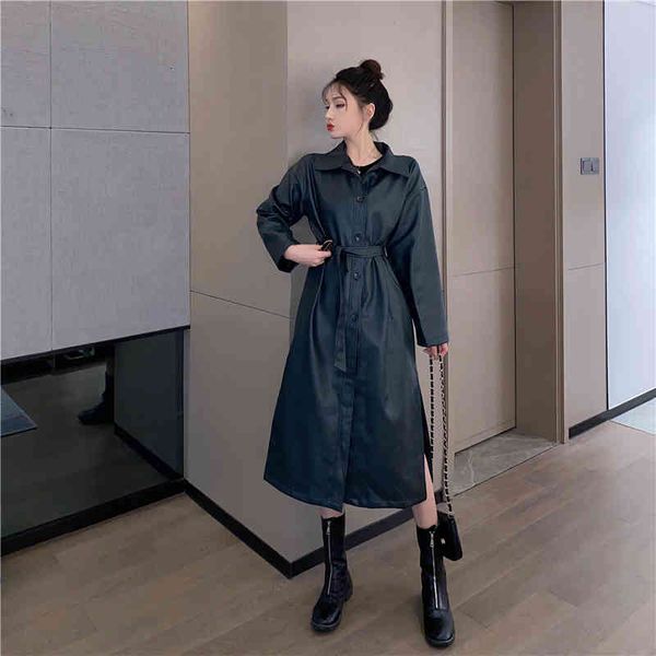 2021 black cool long jacket a line new spring autumn women outerwear loose belt pu leather windbreaker slim trench coat female, Black;brown
2021 black cool long jacket a line new spring autumn women outerwear loose belt pu leather windbreaker slim trench coat female, Black;brown