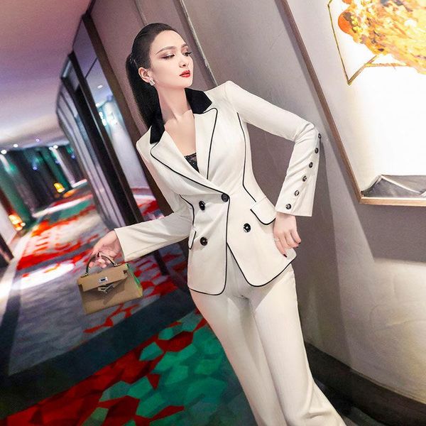 women's two piece pants 2021 spring autumn women casual loose set feamle double-breasted blazer flare lady office formal suits n209, White
women's two piece pants 2021 spring autumn women casual loose set feamle double-breasted blazer flare lady office formal suits n209, White