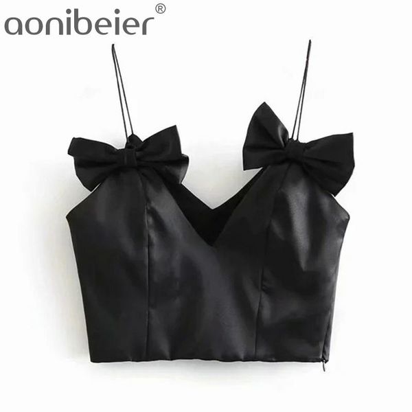 black satin camisole summer fashion sleeveless bow embellishment spaghetti strap side zipper women slim cami crop 210604, White
black satin camisole summer fashion sleeveless bow embellishment spaghetti strap side zipper women slim cami crop 210604, White